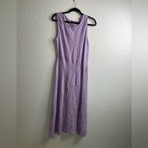 Meo Meli Purple White Striped Linen Maxi Dress Sz M
